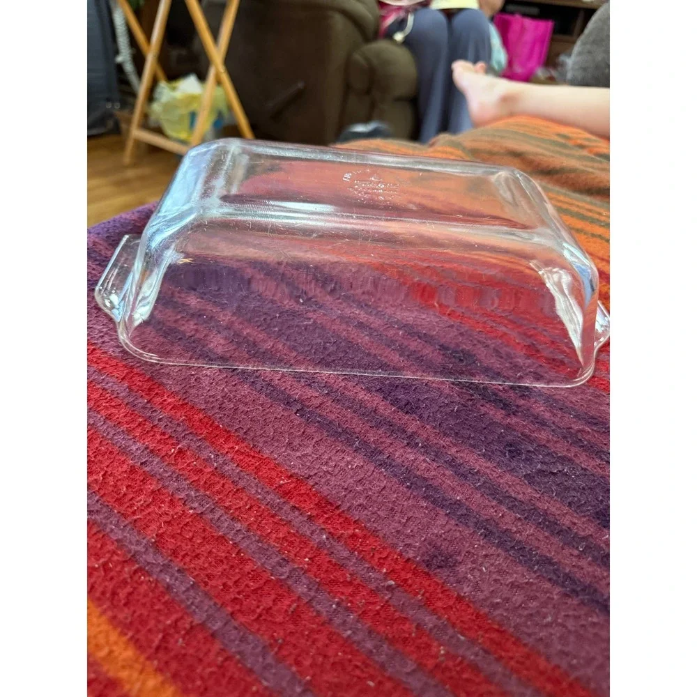Anchor Hocking Glass Loaf Baking Dish Clear Handles 9x5 inch Vintage Kitchenware
